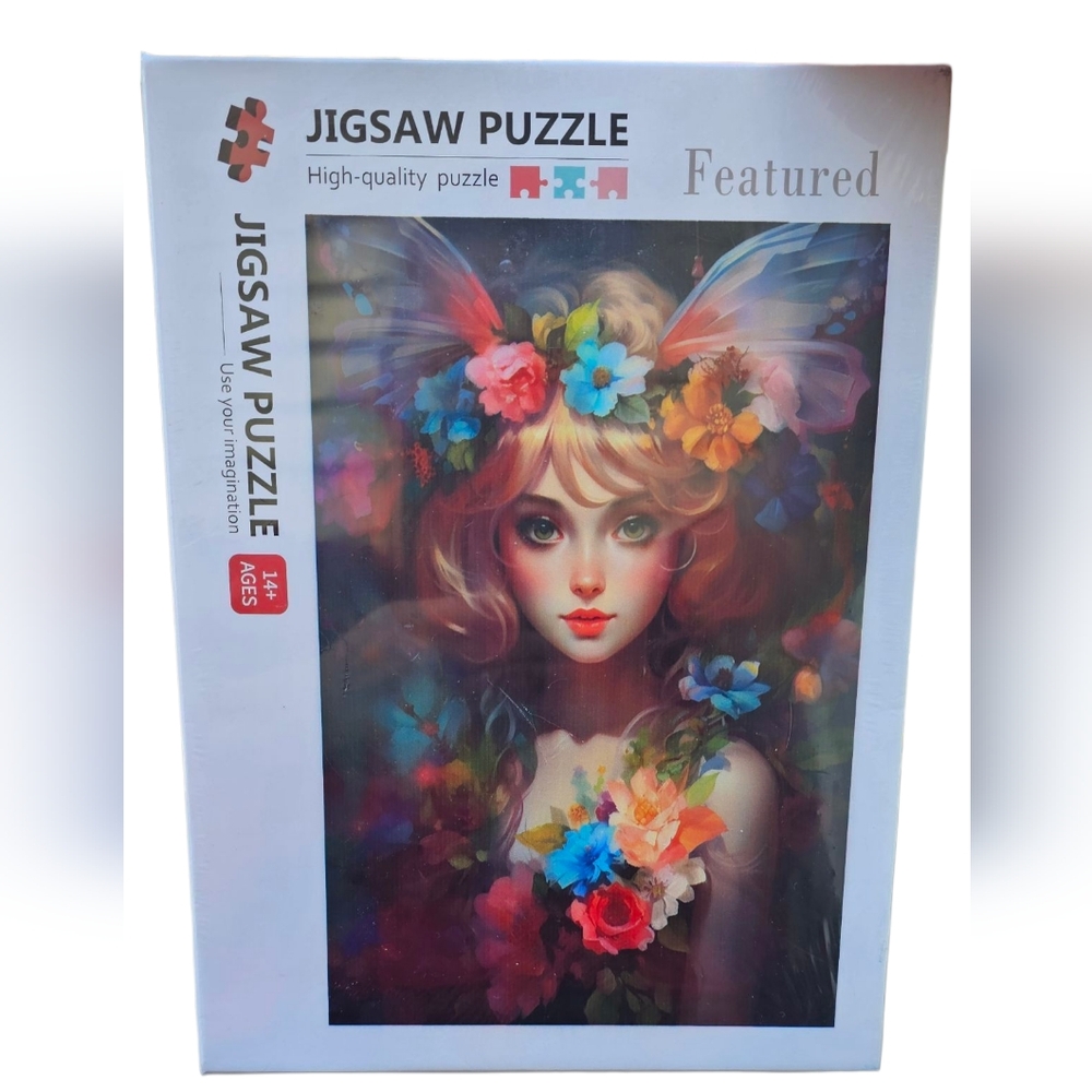 Flower Fairy 1,000 Piece Jigsaw Puzzle Colorful Floral Fantsy Art NWOT